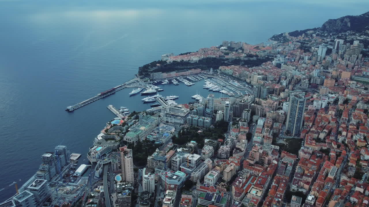 모나코 도시 풍경의 공중 풍경