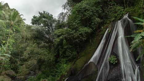 tropical waterfall in lush rainforest