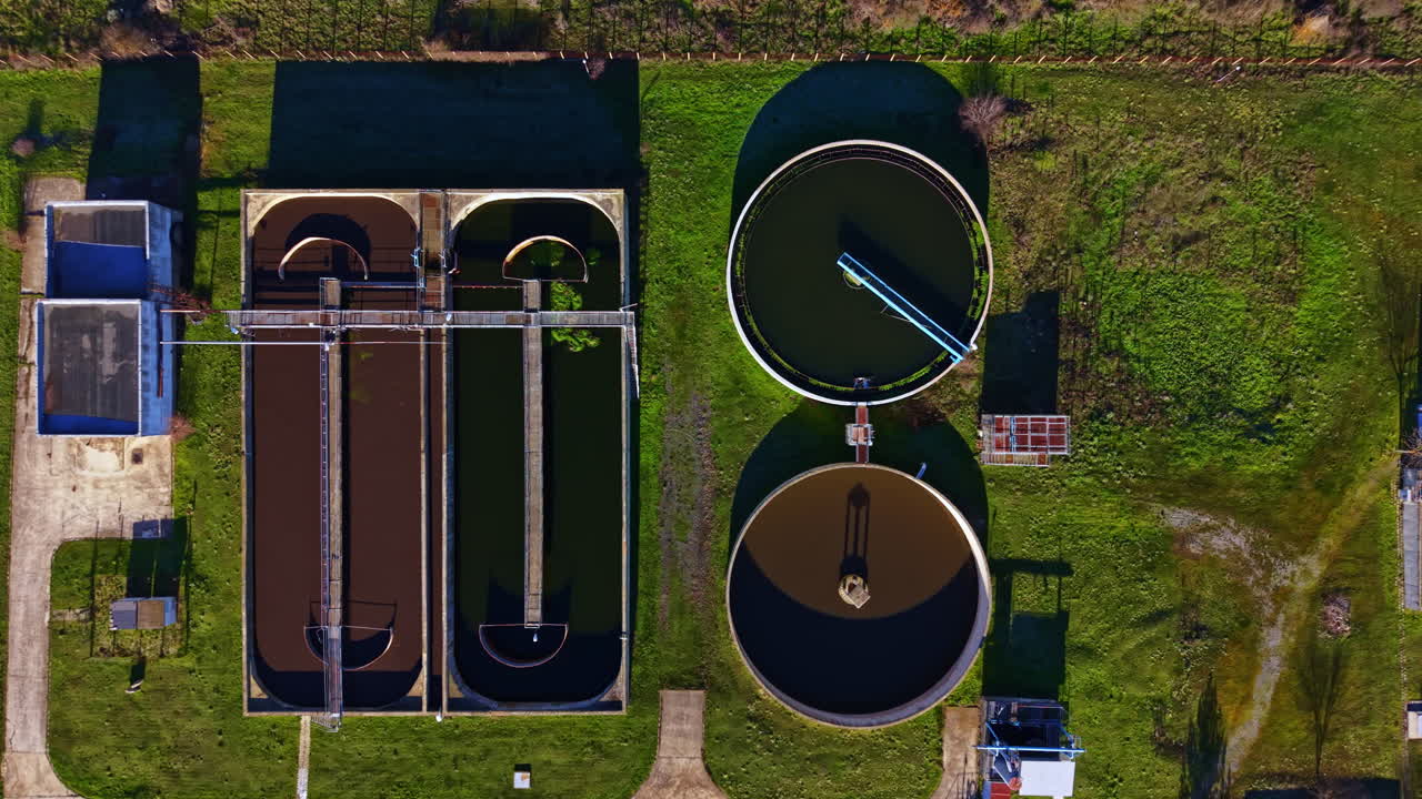 Treatment facility handling wastewater at a processing plant during daylight hours in a rural area