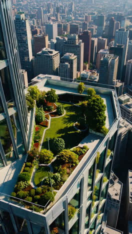 modern skyscraper with green roof garden