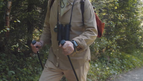 senior man hiking in the forest