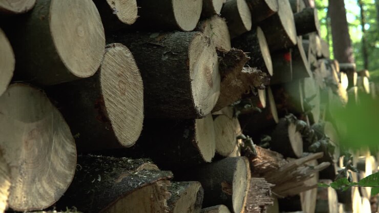 Sad state of forest wood for furniture use logs cut