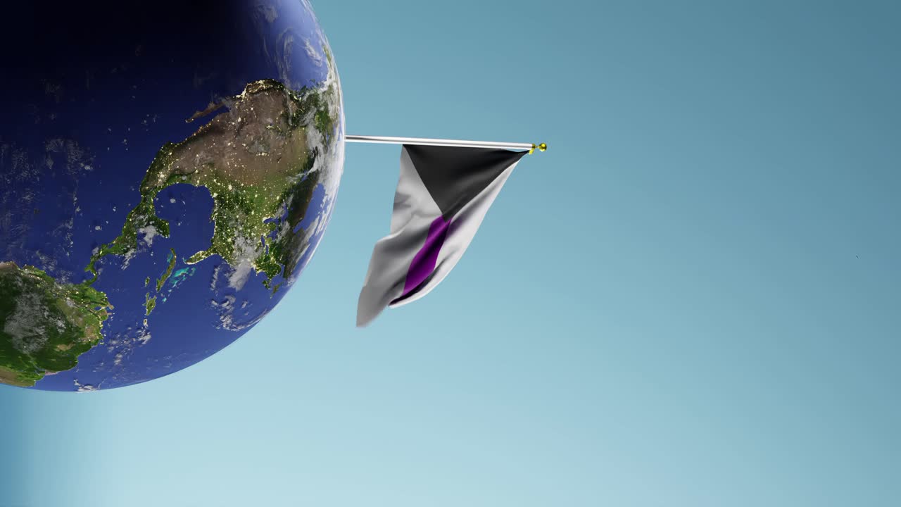 파란색 바탕에 세로로 있는 데미섹슈얼 프라이드  ⁇ 발