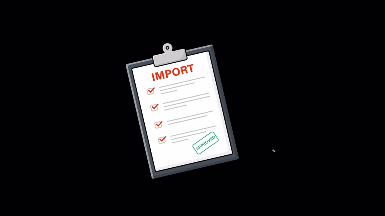 Animated Clipboard with Import Document and Approved Stamp
