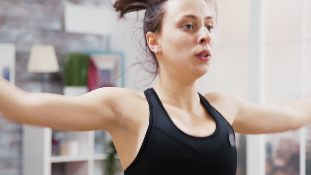 Woman exercising indoors