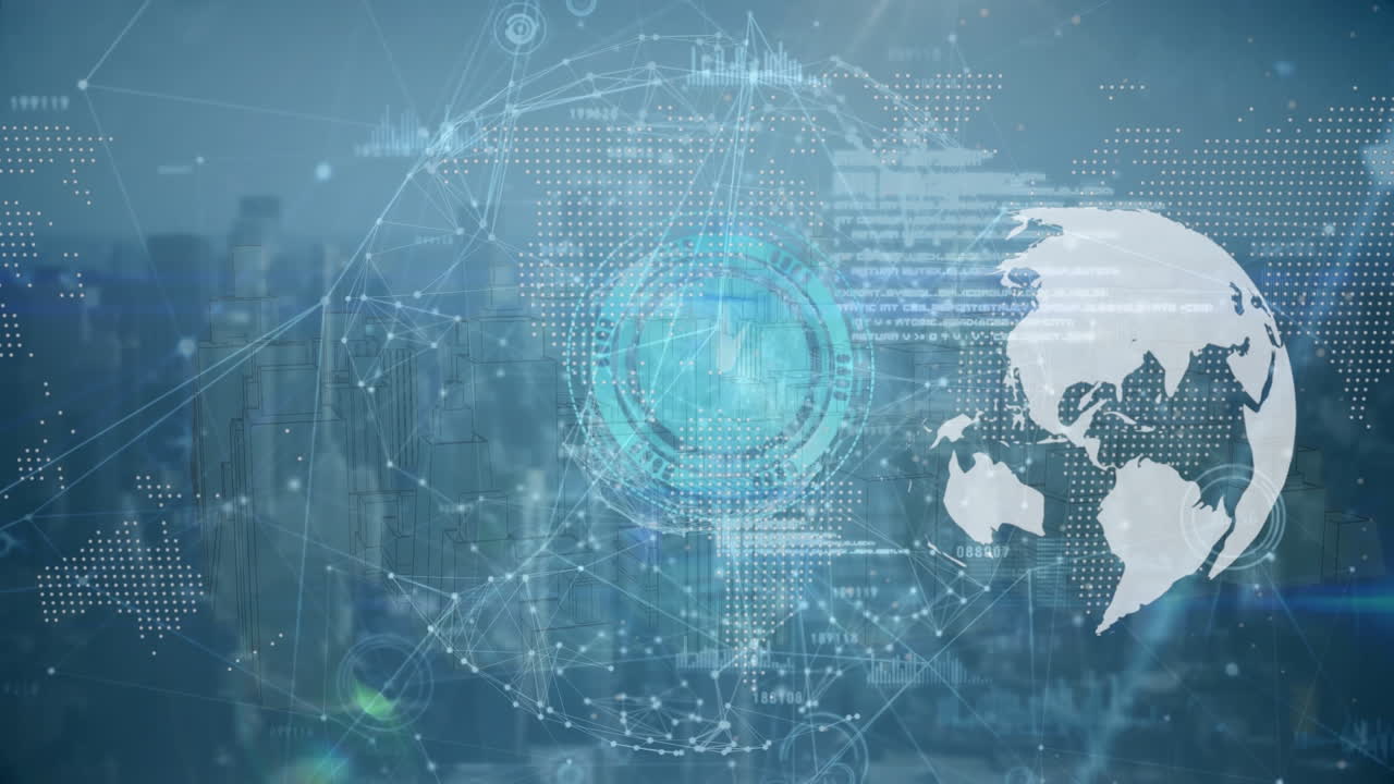 연결 네트워크와 데이터 처리와 함께 지구의 애니메이션