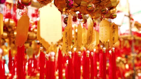 hanging golden bells with red tassels