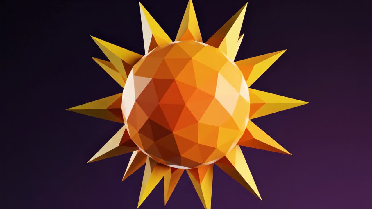 3D Geometric Sun Illustration
