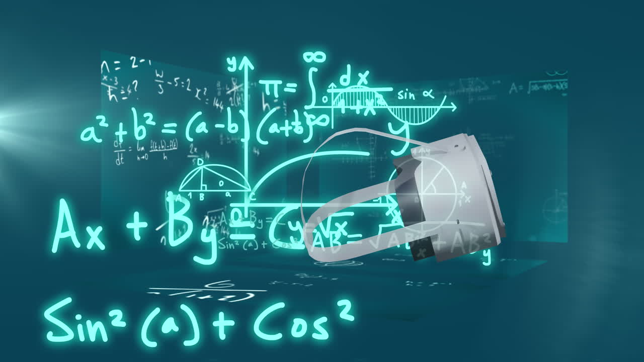 과학적, 수학적 데이터 처리에 대한 vr 헤드 ⁇ 의 애니메이션