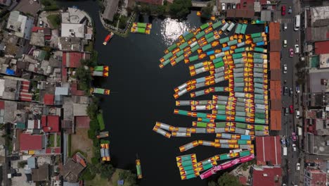 Aerial shots of xochimilco's pier, featuring traditional elements in southern mexico city