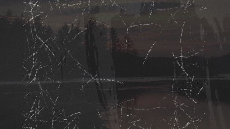 Animation of multiple specks moving in hypnotic motion on distressed background