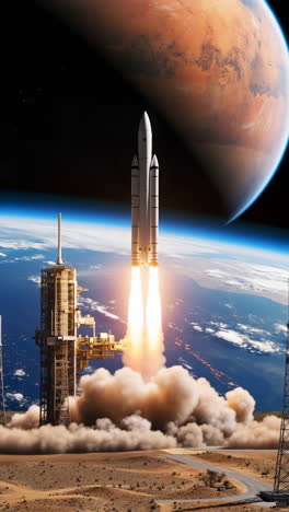 Space Rocket Launch to Mars