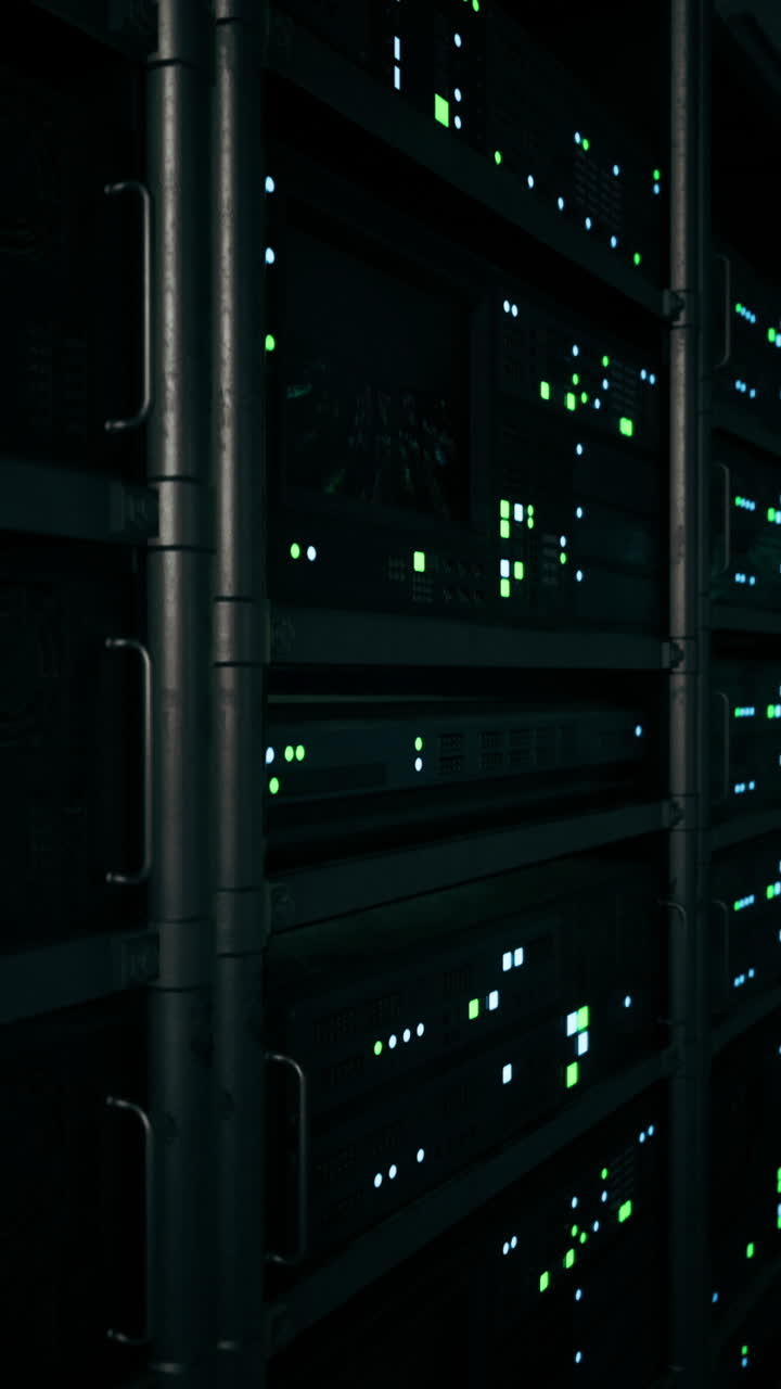 Data center illuminated by neon lights creates an atmosphere of innovation