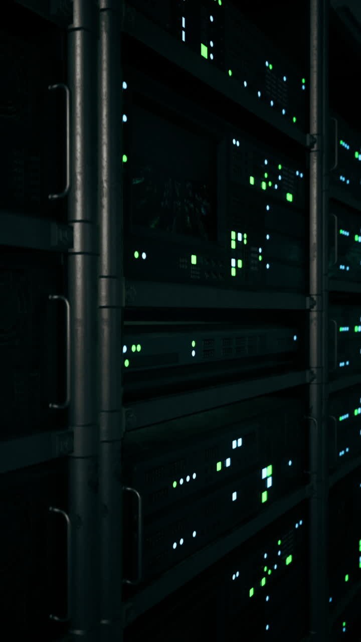 Data center illuminated by neon lights creates an atmosphere of innovation