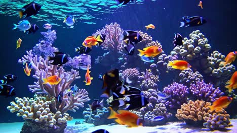 Underwater video of vibrant coral reef with colorful fish