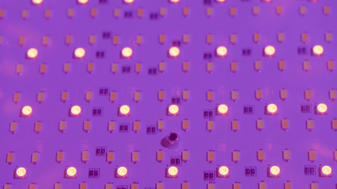 Close Up of RGB LED Light Panel Bulbs Flashing