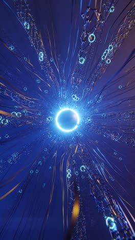 virtual network with glowing center. 3d animation render