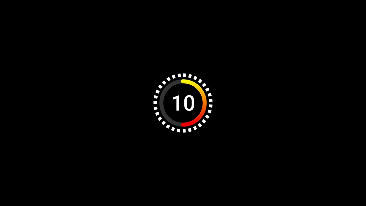 Temporizador de cuenta regresiva digital de veinte a uno sobre fondo negro
