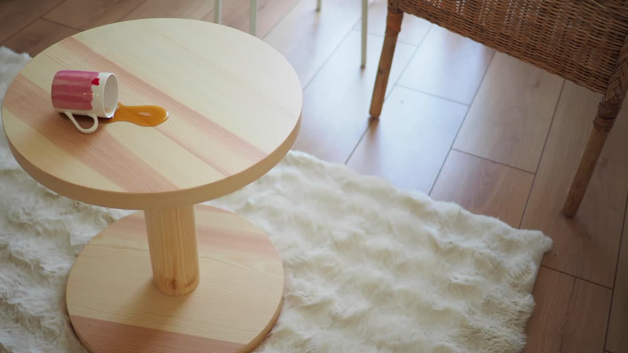 Coffee spilled on a table