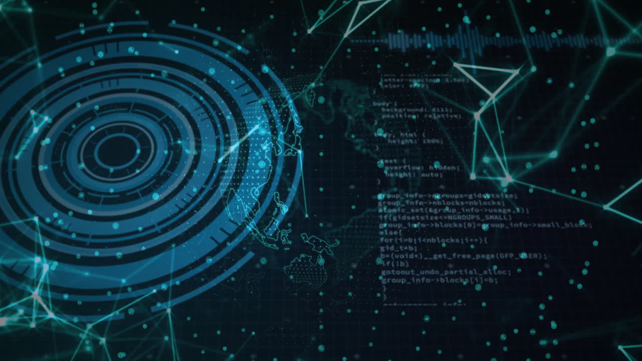 Animation of data processing over scope scanning and globe