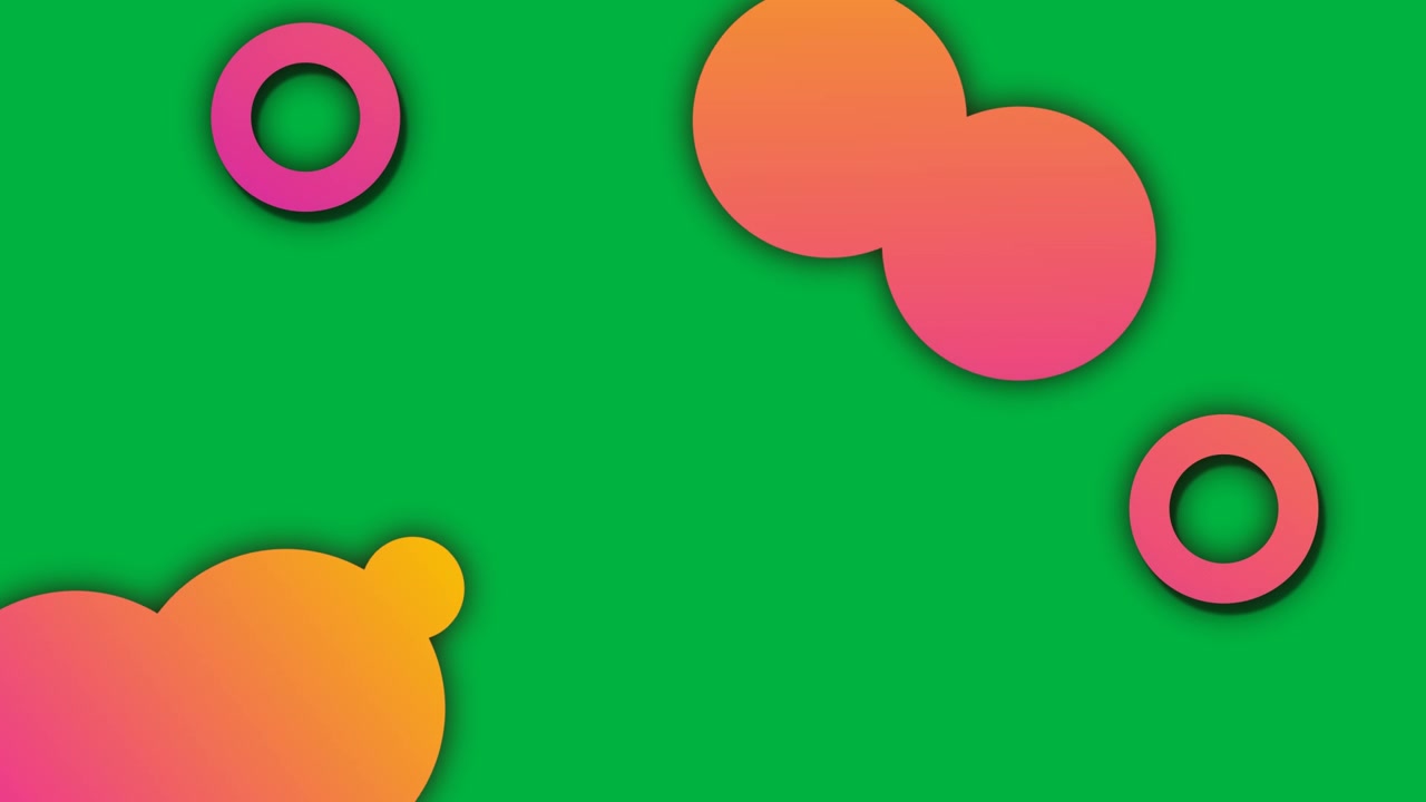 Animazione di cerchi da arancioni a rosa che fluttuano su sfondo bianco.