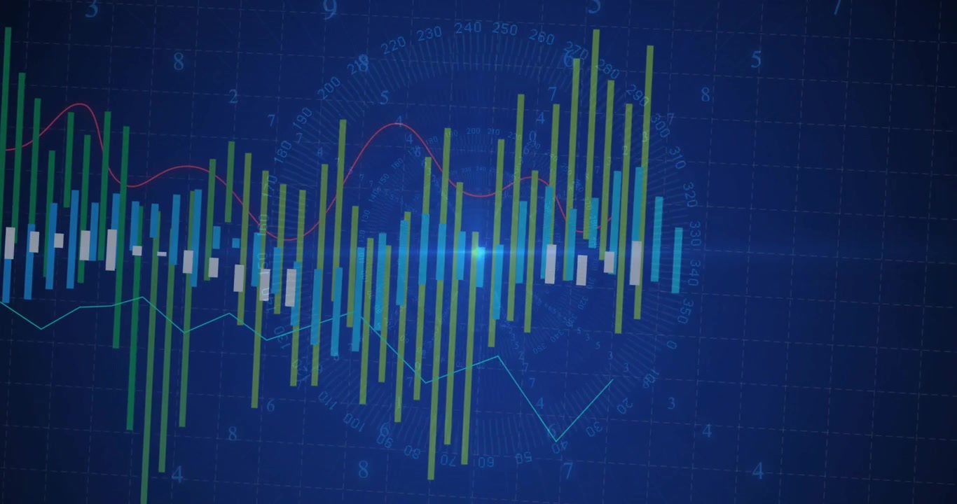Digital Financial Stock Market Chart with Data Visualization
