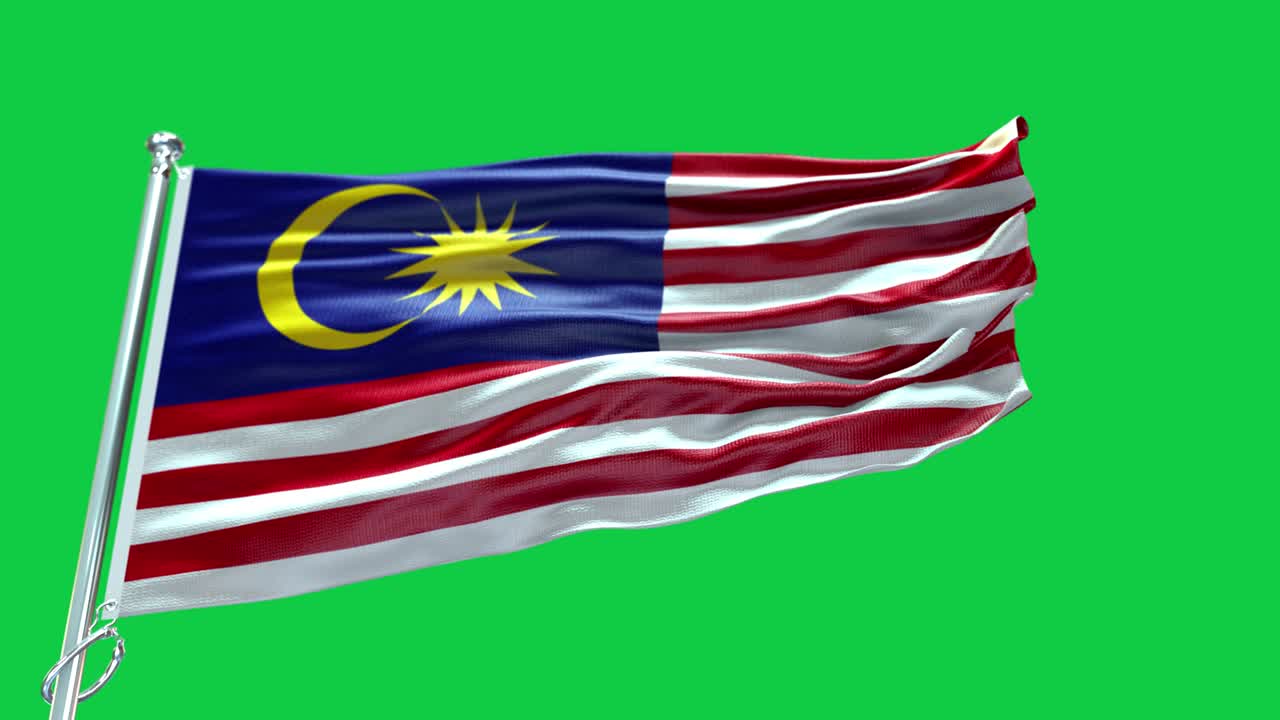 Bandiera della Malesia 4K altamente dettagliata - Bandiera della Malesia ad alta definizione - Elementi animati in loop con motivo a onde della bandiera nazionale della Malesia.