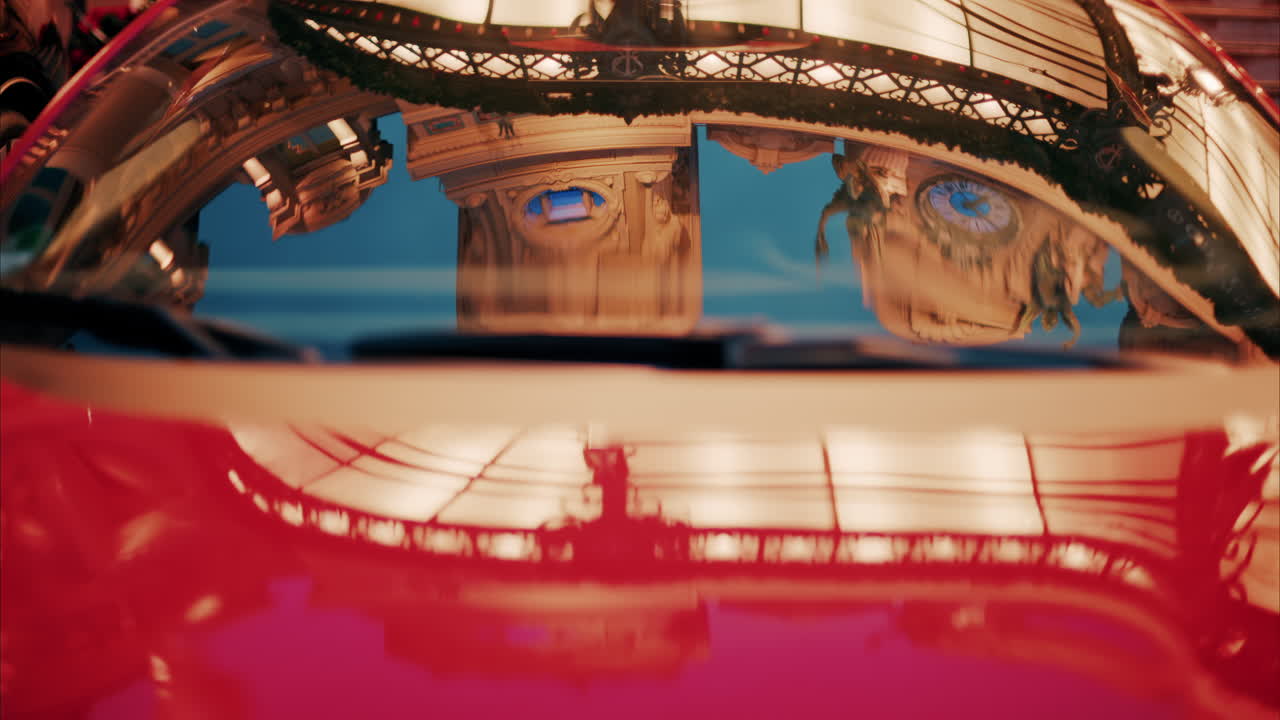 Close up of decorations on a Christmas tree in front of the Monte Carlo Casino in Monaco