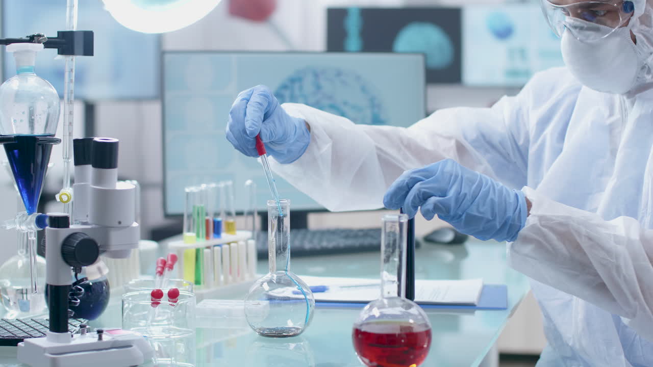 Scientists conducting research in a laboratory