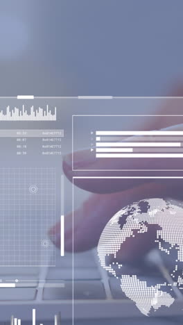 animación del procesamiento de datos financieros sobre empresarios que usan tablets