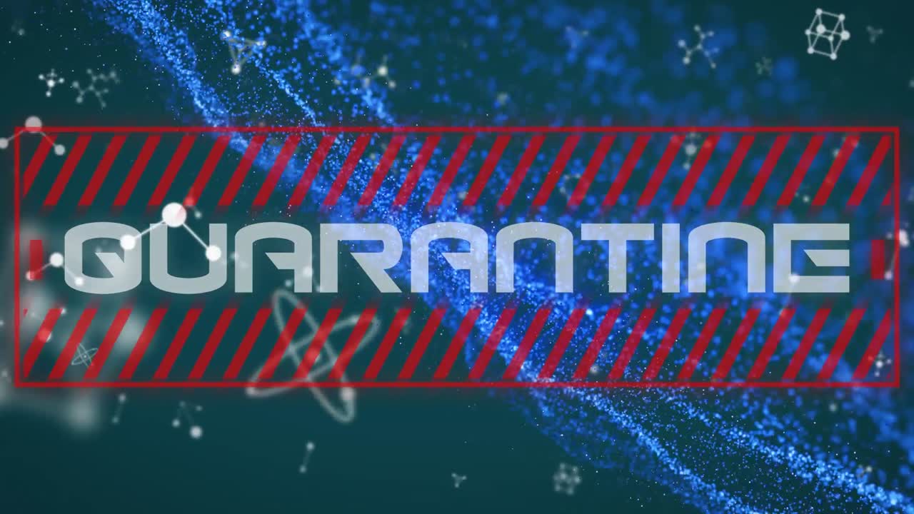 분자 구조 위의 격리 텍스트 배너와 녹색 배경에 있는 보라색 디지털 파동