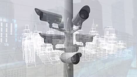 Animation-of-security-cameras-over-metaverse-city