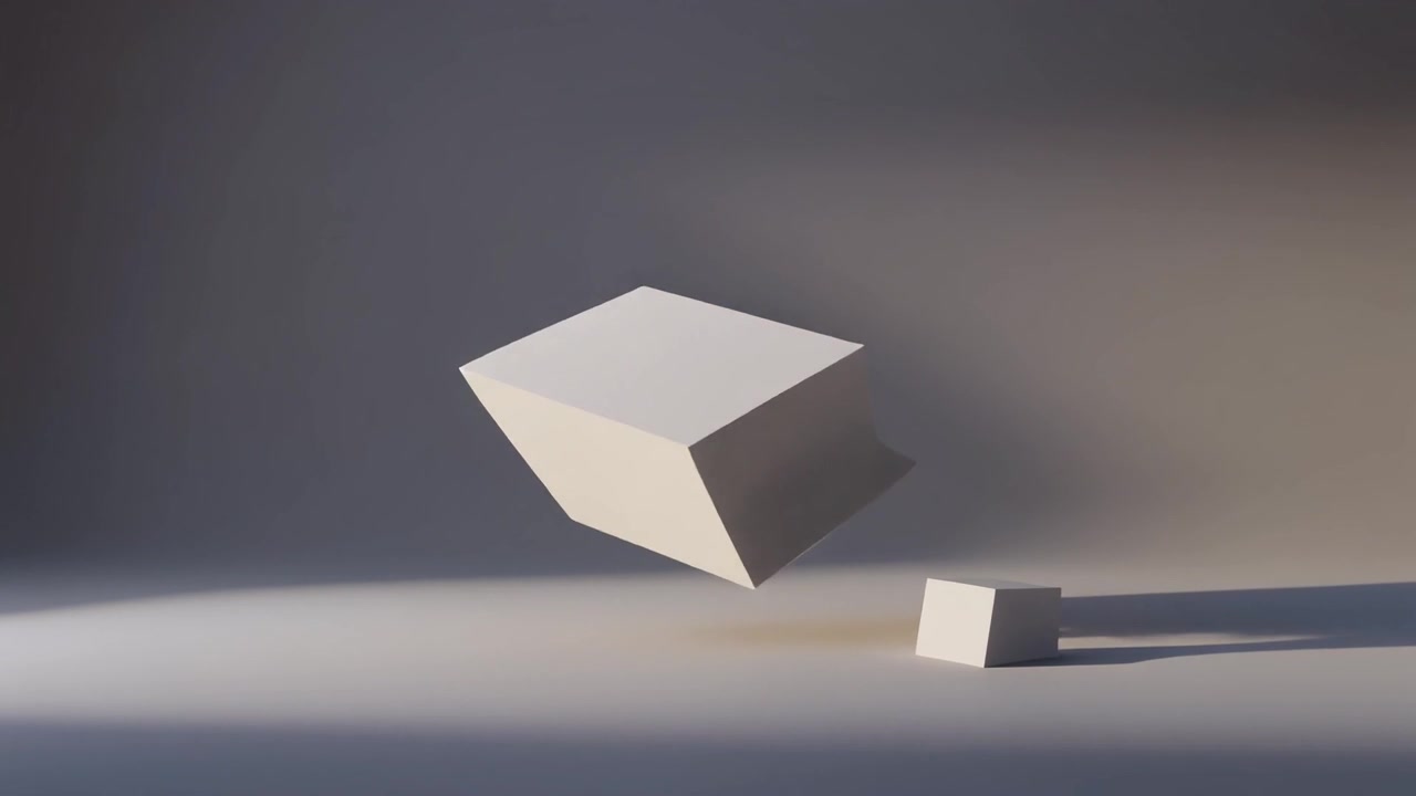 Abstrakt 3D-animation af svævende hvide rektangulære blokke