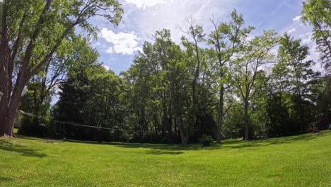 Time-lapse-in-garden-on-sunny-day-with-clouds-blocking-the-sun-and-creating-shadows