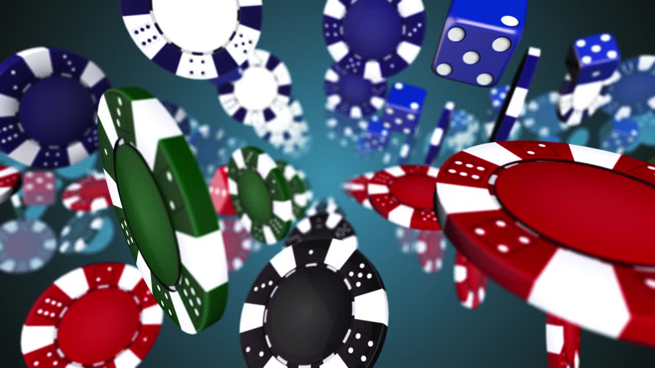 4k poker casino chip cayendo el fondo del bucle sin costuras
