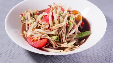 green papaya salad put pickled crab and pickled fish