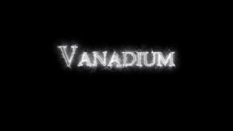 vanadium, chemical element, written with fire. loop