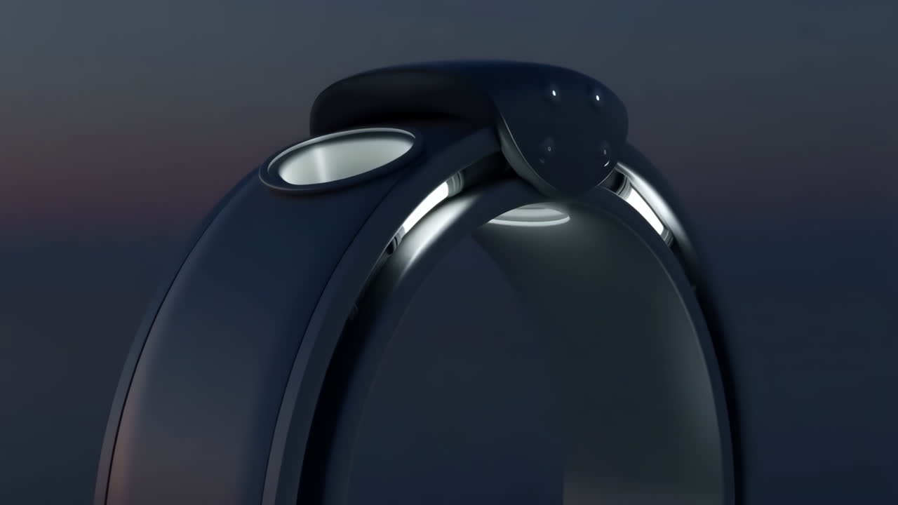Futuristic Dark Metallic Object with Glowing Lights