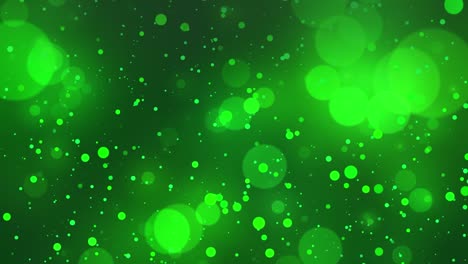 fondo con brillo cayendo partículas verdes y bokeh. diseño de vacaciones. cayendo partícula brillante con luz mágica. hermoso fondo de luz. video de stock de bucle sin costuras verde, confeti, premio, desenfocado, guardado de marco completo