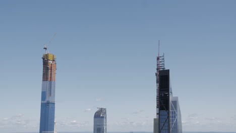 handheld shot of new skyscrapers from rockfeller center observation deck