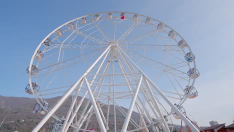 white ferris wheel against a blue sky