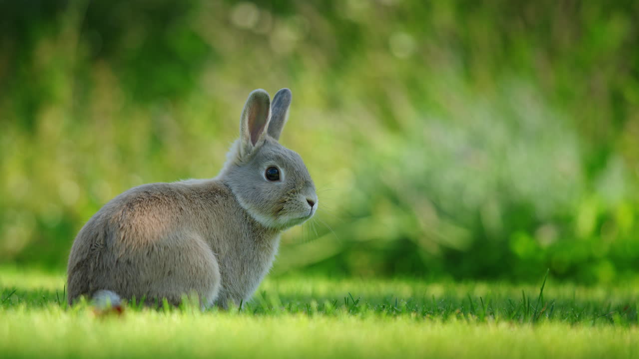 un conejo esponjoso en un prado