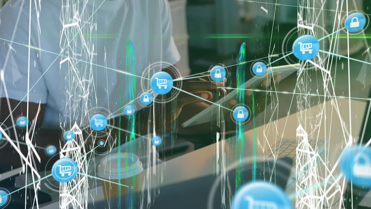 연결 네트워크의 탄약과 태블릿을 사용하여 인간을 통한 데이터 처리