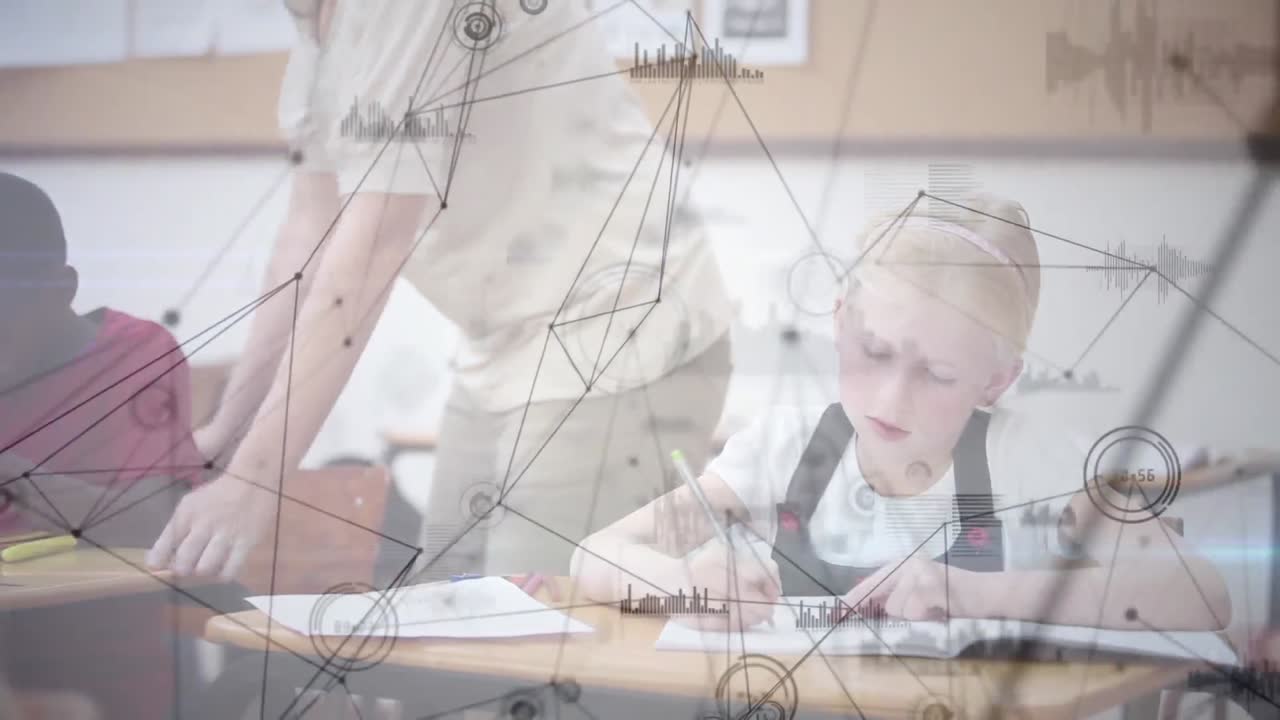 анимация сети связей через письменность школьниц