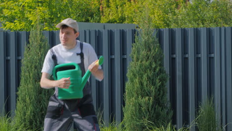 gardener watering plants