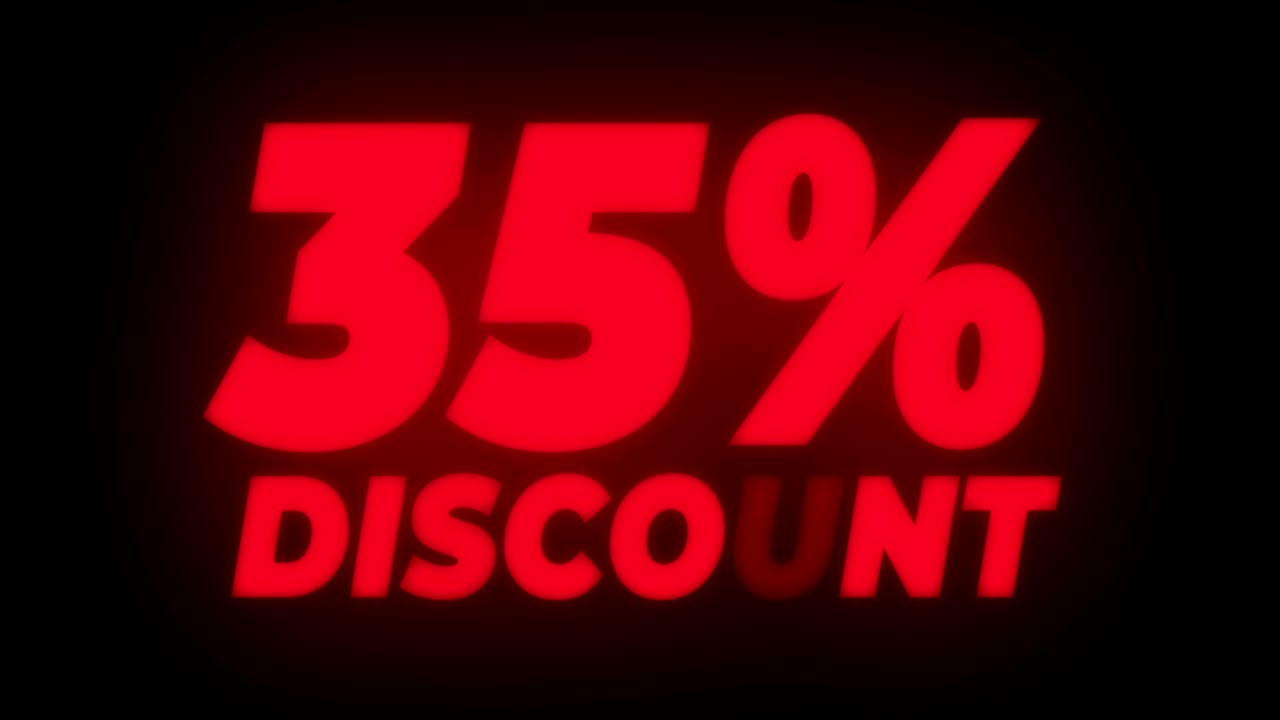 el 35% de descuento en el texto parpadeante muestra un bucle promocional.