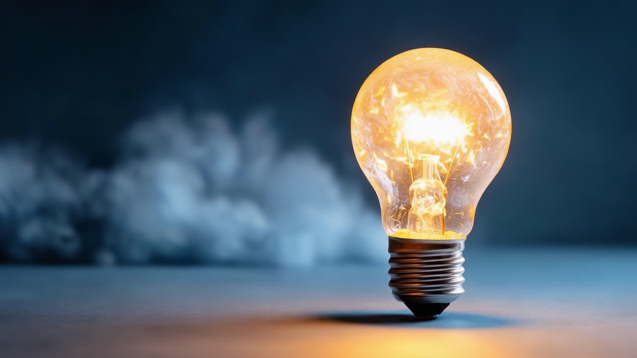 The Transformation of Light: A Captivating Journey from an Unlit Bulb to a Radiant Glow, Showcasing the Beauty of Illumination Against a Mystical Background