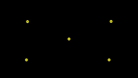 letras de venta de 4k en animación de círculo amarillo.