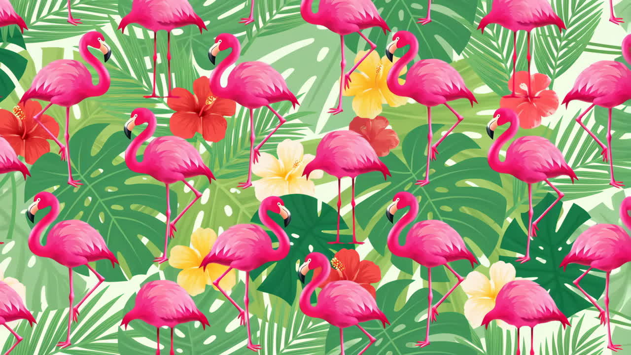 Tropical Flamingo and Hibiscus Pattern