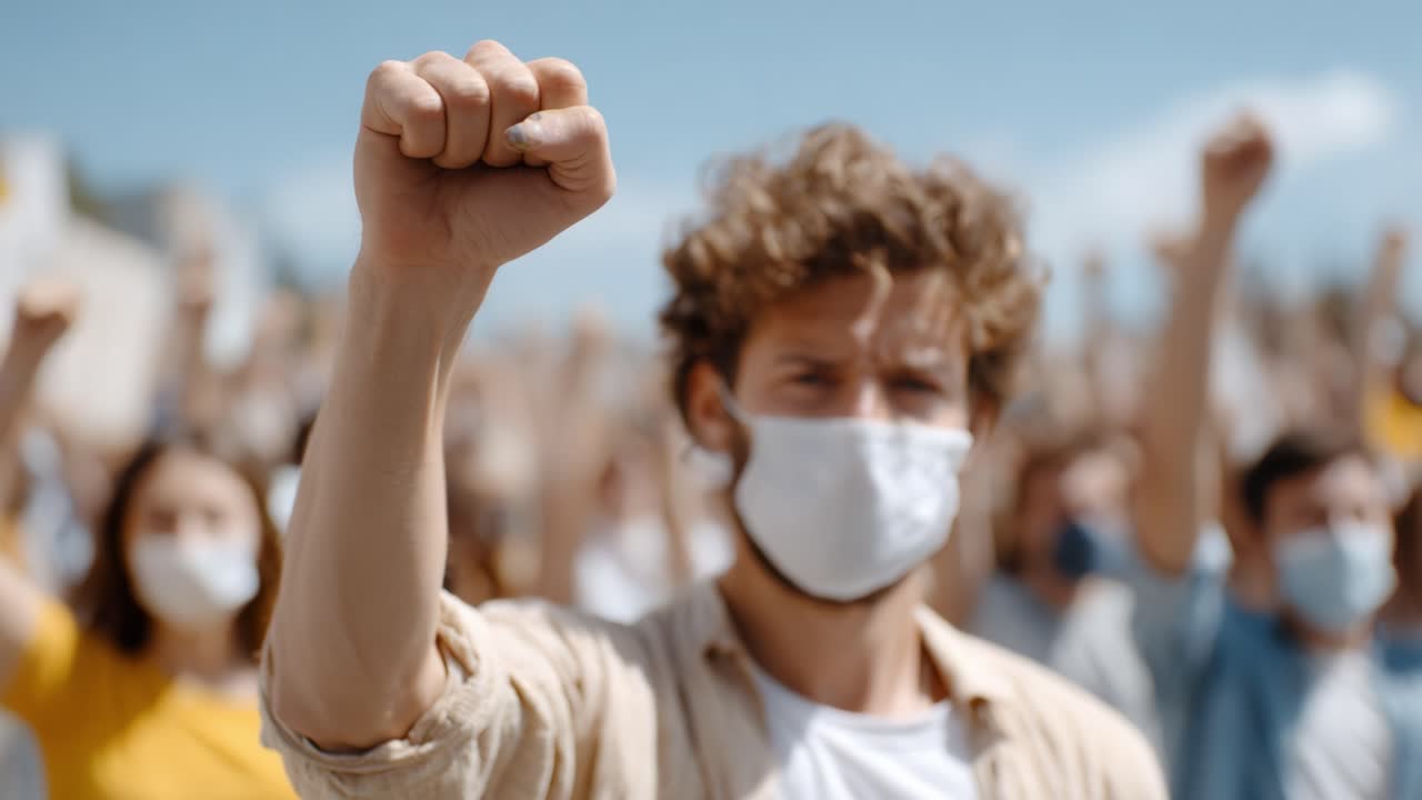 A Powerful Display of Unity and Determination with Fists Raised in Solidarity During a Peaceful Gathering, Capturing the Spirit of Activism in Action